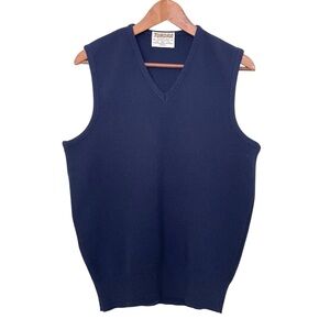 Vintage Tundra Sweater Vest Wool V-Neck Navy Made in Canada 90s Unisex Grandpa